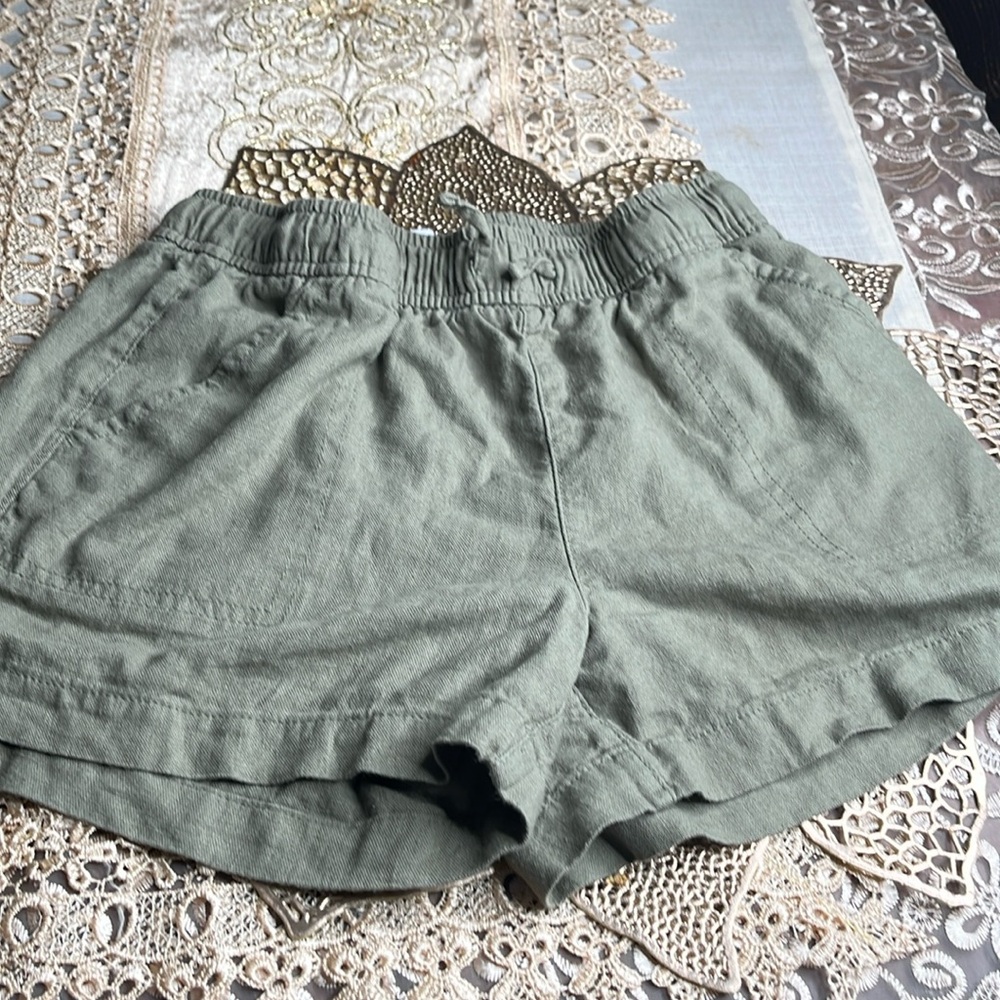 Solid Army Green/Dusty Green Shorts With Front Pockets